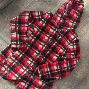 Plaid Hooded Women's Lightweight Textured Coat